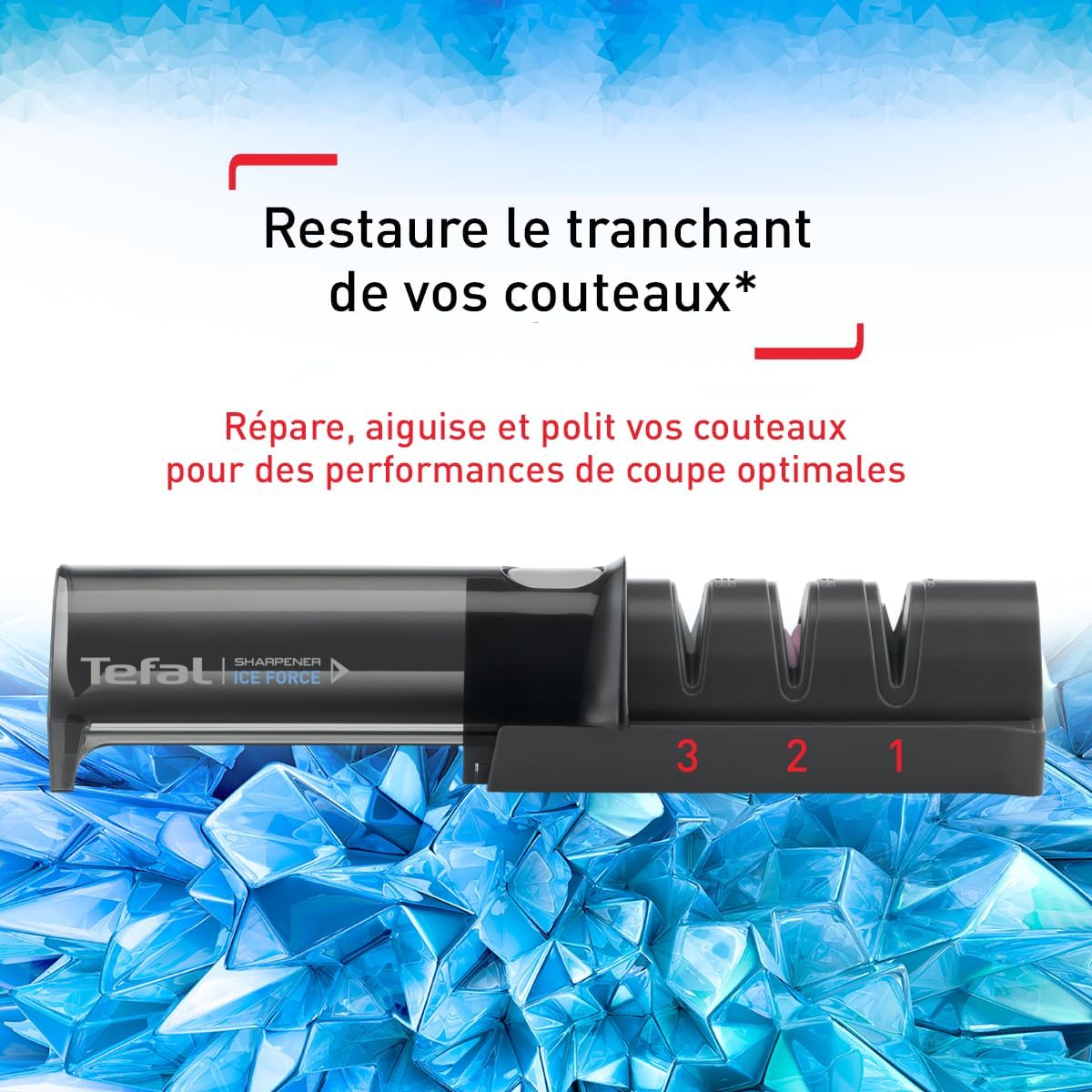 Tefal - Aiguiseur Ice Force - affûtage 3 étapes, rétractable, compact, K2650534