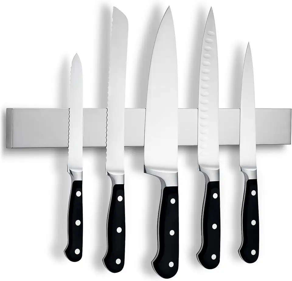 LARHN - Porte couteaux aimanté, 40cm, inox, fixation murale extra puissante