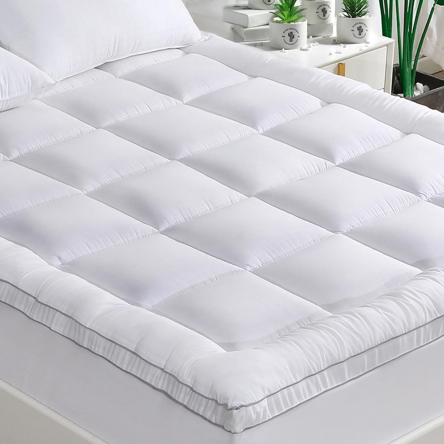 GRT - surmatelas série fibres bambou - 140x190 cm - 6 cm d'épaisseur, ultra-doux et respirant