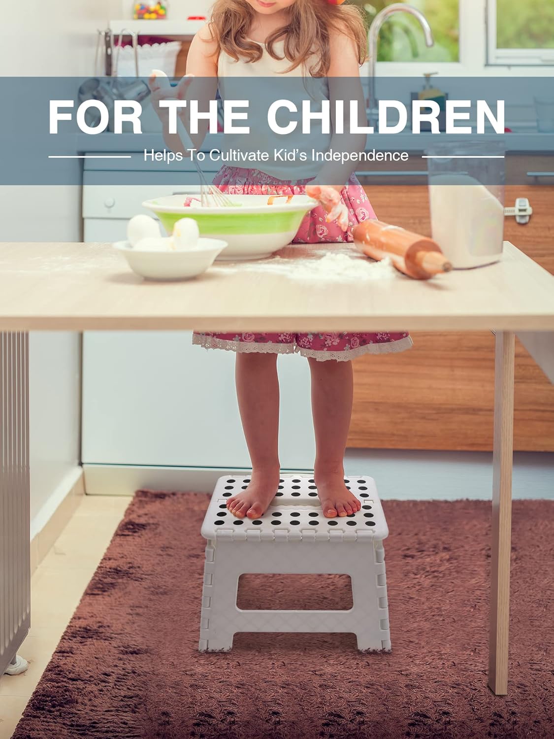 HOUSE DAY - Tabouret pliable enfant 22cm - marche pied plastique blanc