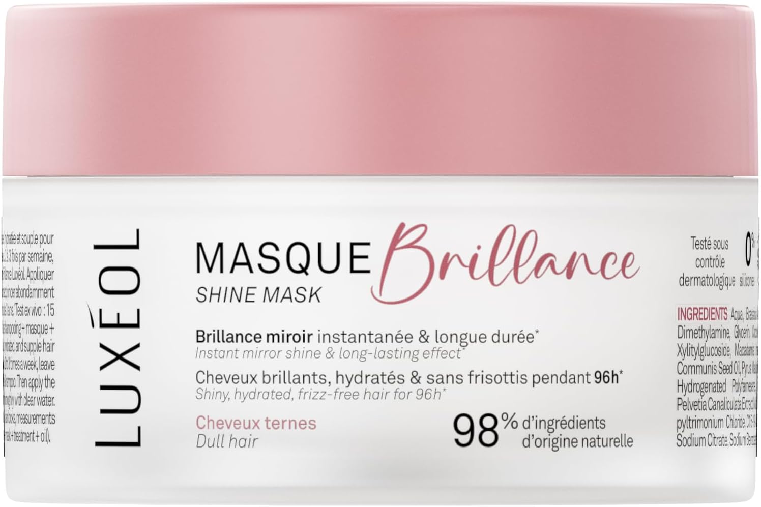 Luxeol - Masque Brillance - 200ml - Cheveux brillants et hydratés, 98% naturel