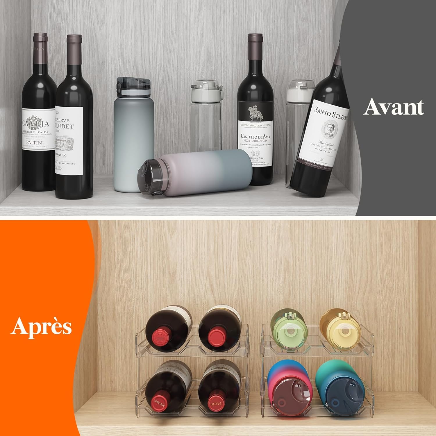 Lifewit - casier à vin empilable, 29x20x10 cm, transparent, 4 bouteilles