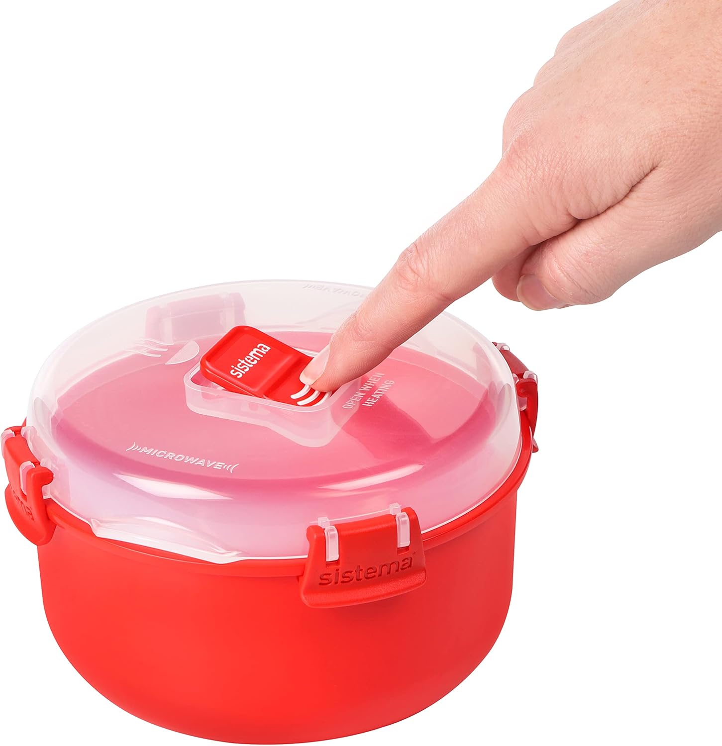 Sistema - Micro-ondes Bol rond - 915ml - Sans BPA, Rouge/Transparent
