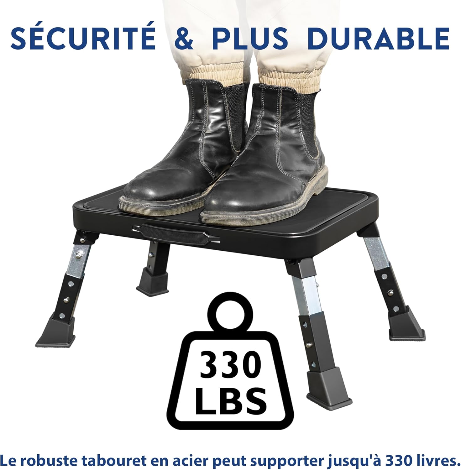 BONTEC - marchepied pliable 3 marches - 150kg - pieds caoutchouc, antidérapant