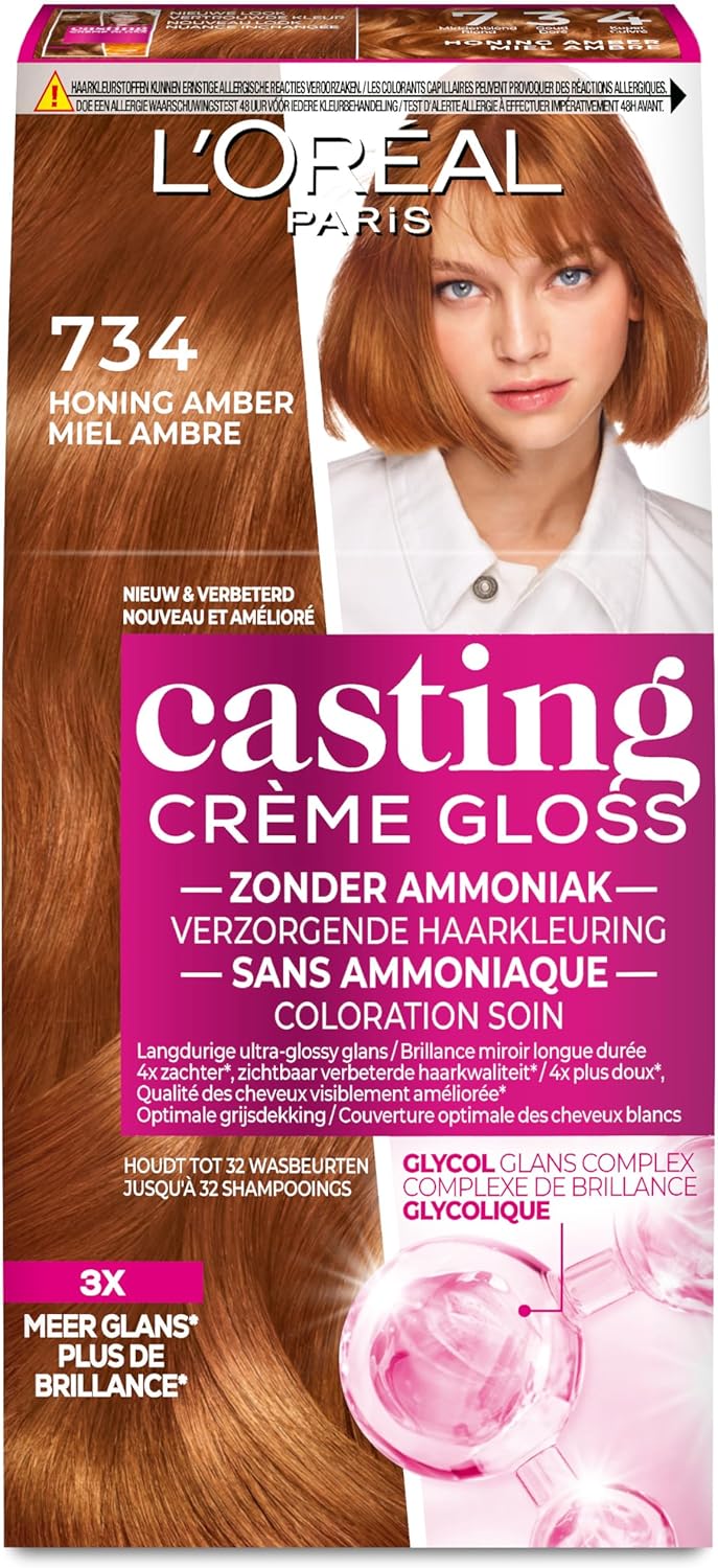 L'Oréal Paris - Casting Crème Gloss - coloration blond miel cuivré, reflets dorés, sans ammoniaque - 734