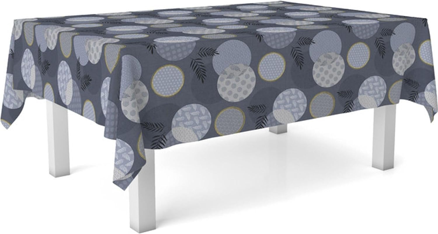 Nappe en toile cirée - rectangulaire 240x140 cm - anti-taches, imperméable, facile d'entretien - Lens Bleu