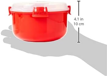 Sistema - Micro-ondes Bol rond - 915ml - Sans BPA, Rouge/Transparent
