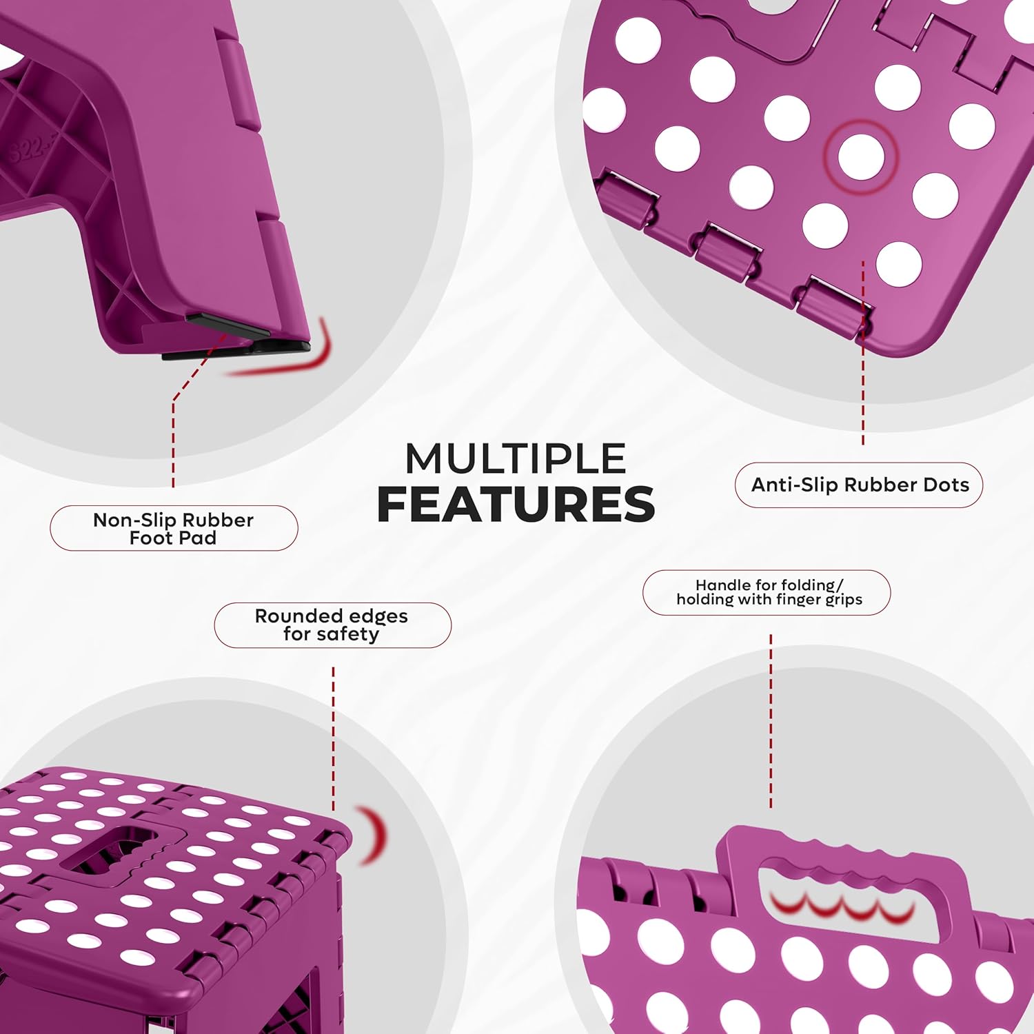 Utopia Home - Tabouret pliant série 23 cm - antidérapant, portable, charge 272 kg