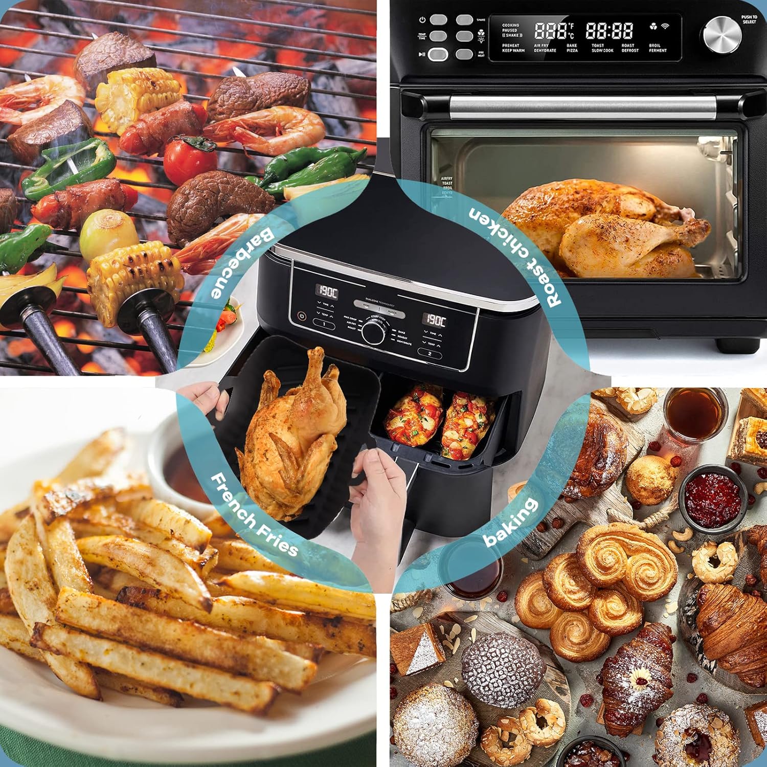 Accessoire air fryer silicone - 2 moules - 9.5L - compatible Ninja AF400EU AF300EU SL400EU