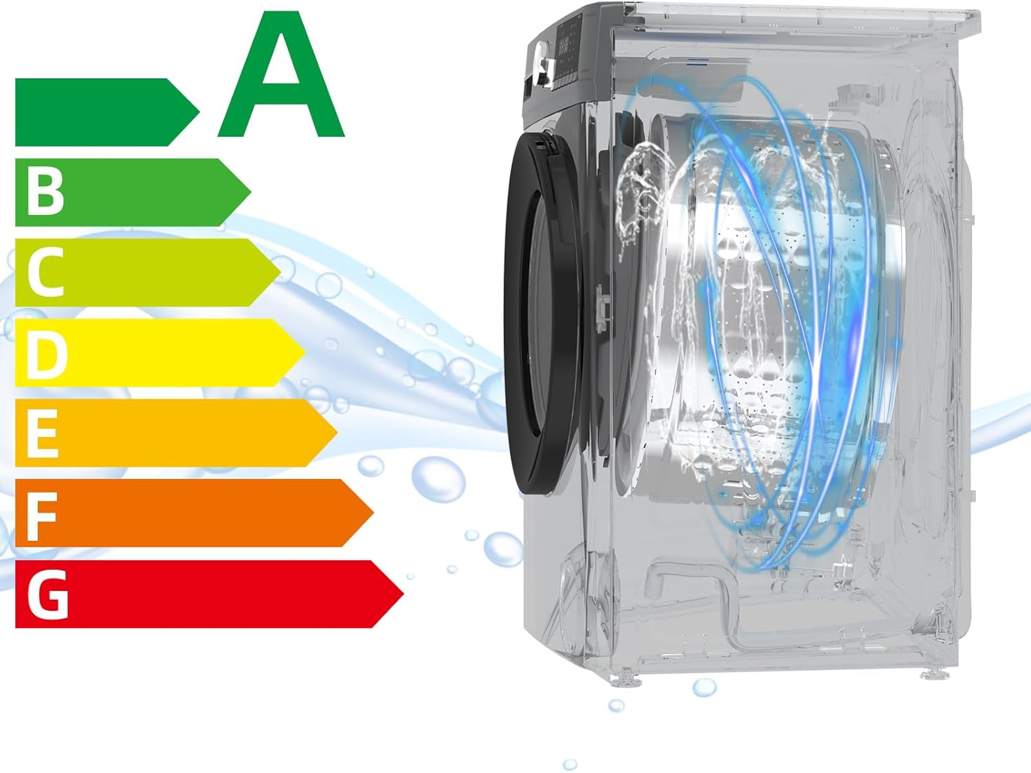 CHiQ - lave-linge frontal 8 kg, moteur inverter, 1400 tr/min, vapeur, CFL80-14586IM3XA