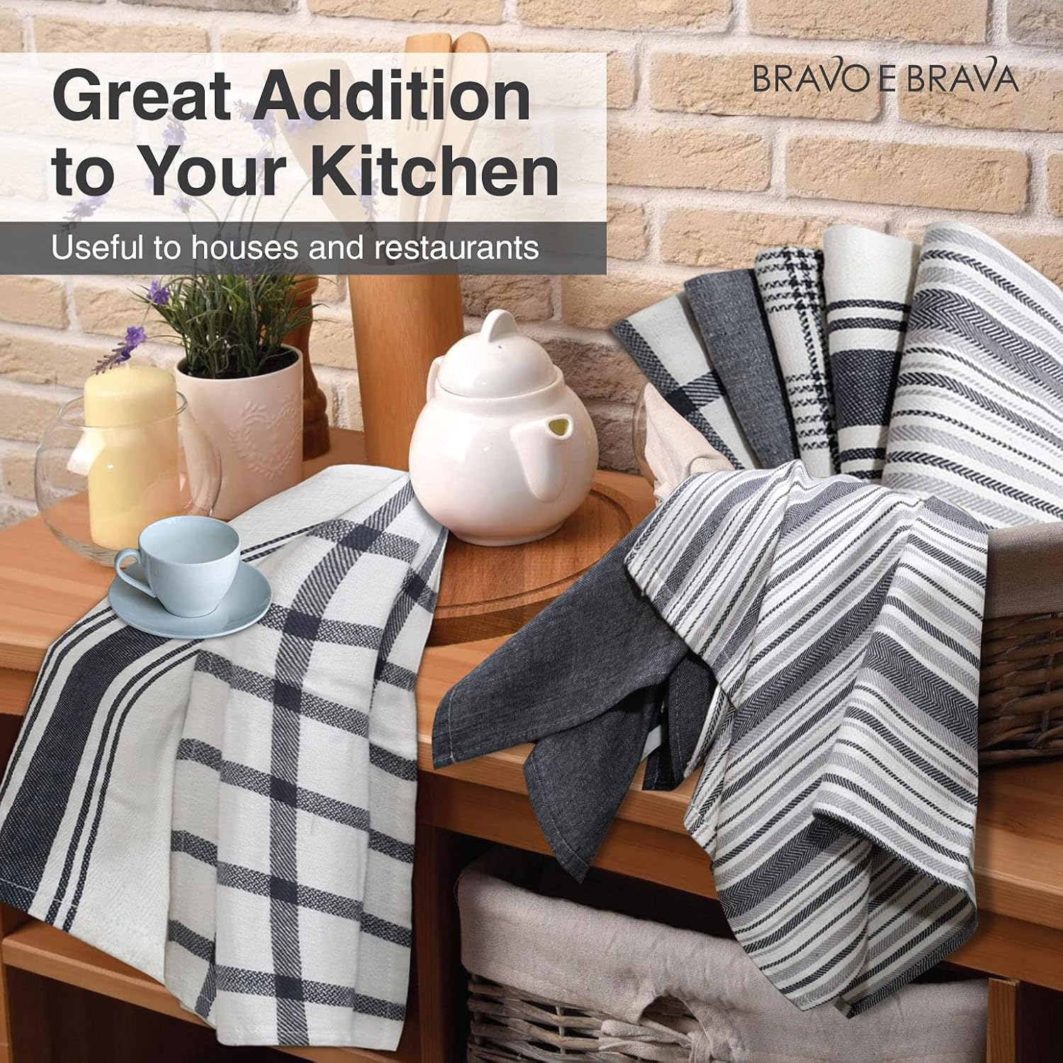 Torchons de cuisine - lot de 10 - 45x70 cm - coton super absorbant