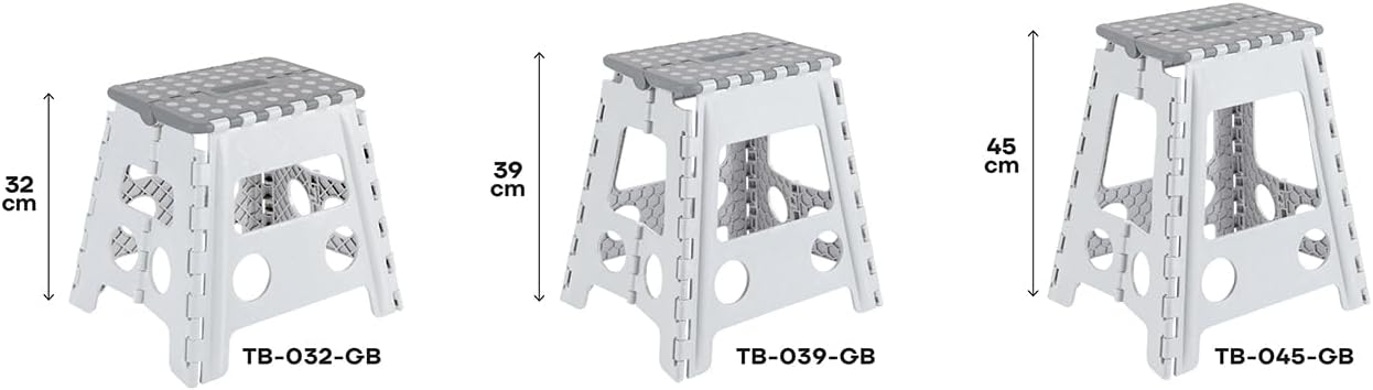 Arregui - Tabouret pliant série TB - 32 cm - blanc/gris, compact, TB-032-GB