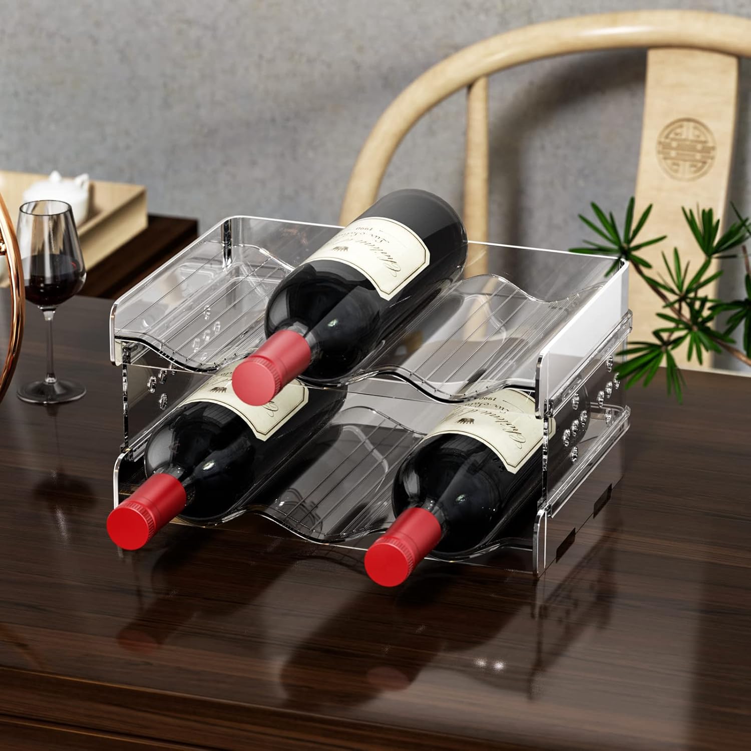 Range bouteilles vin vertical empilable polystyrène, 6 places, 2 pièces