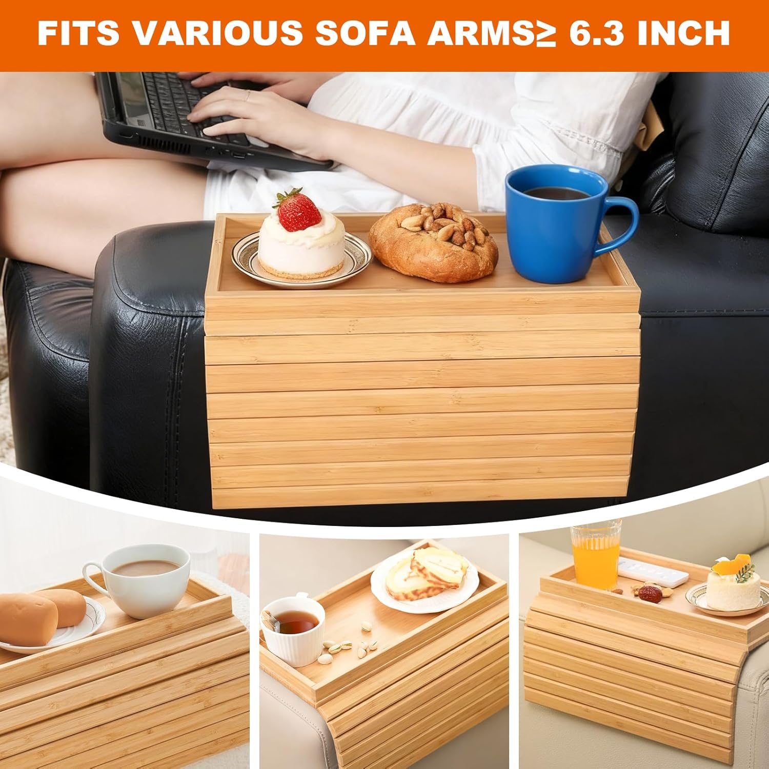 Plateau d'accoudoir bois pliable, antidérapant, multi-usage, 40x25cm