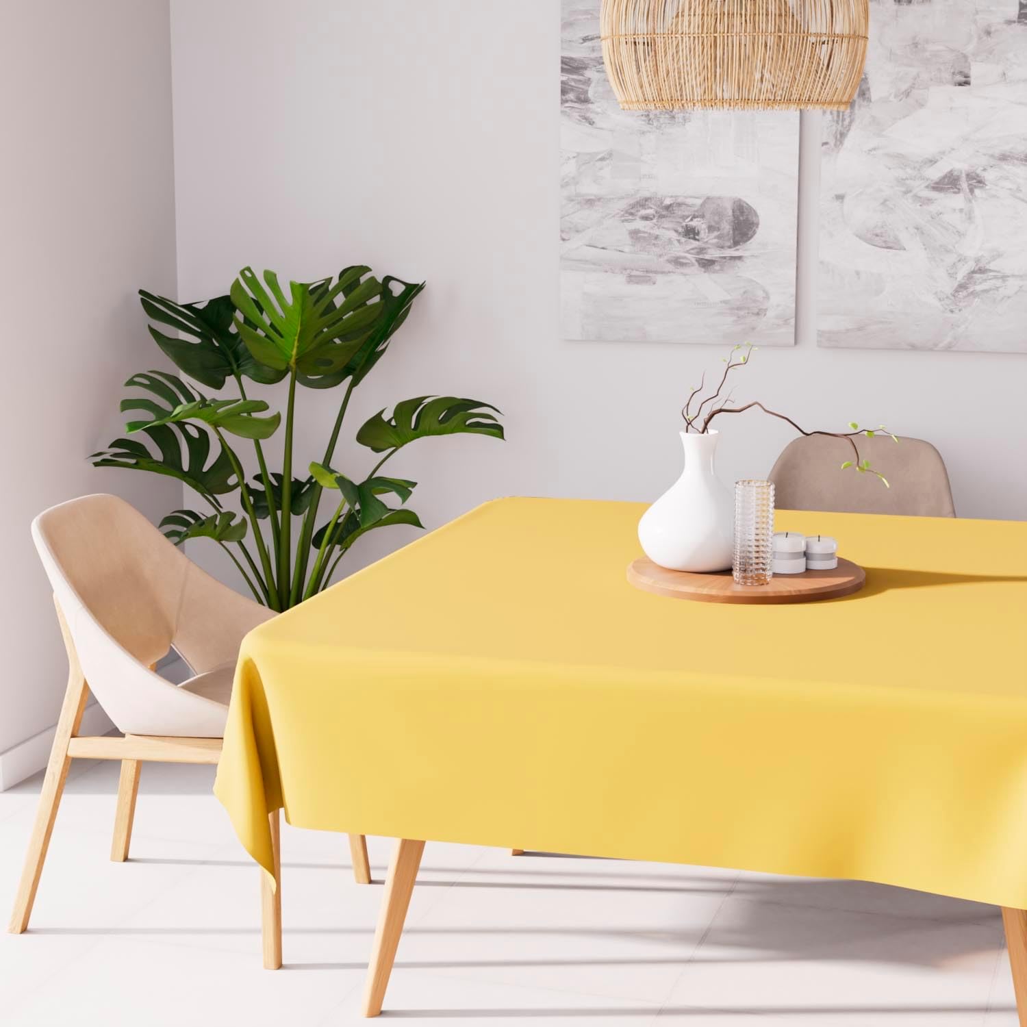 Soleil d'Ocre - Nappe Alix - 180x180 cm - polyester, anti-tâches, jaune