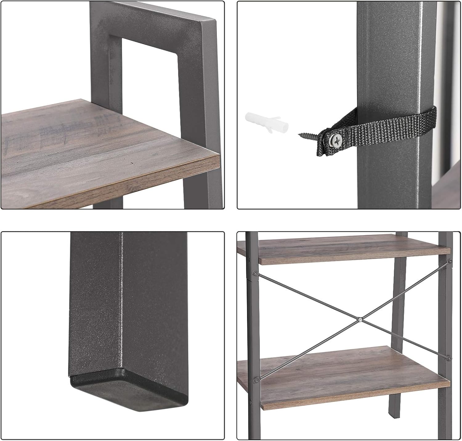 VASAGLE - étagère 4 niveaux style industriel, acier, 56x34x137,5 cm, LLS44MG