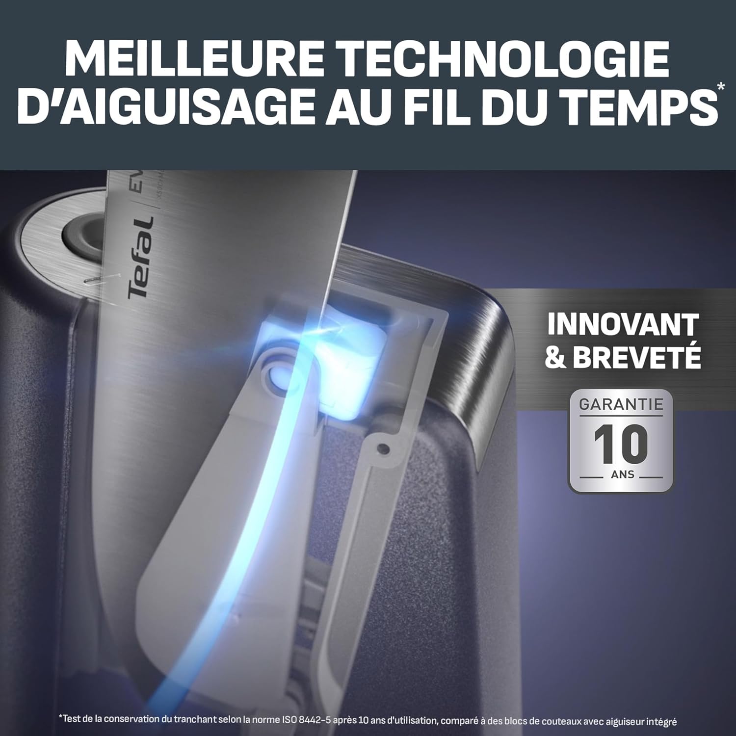 Tefal – EverSharp 6 pièces – Bloc couteaux affûteur intégré, K297S744