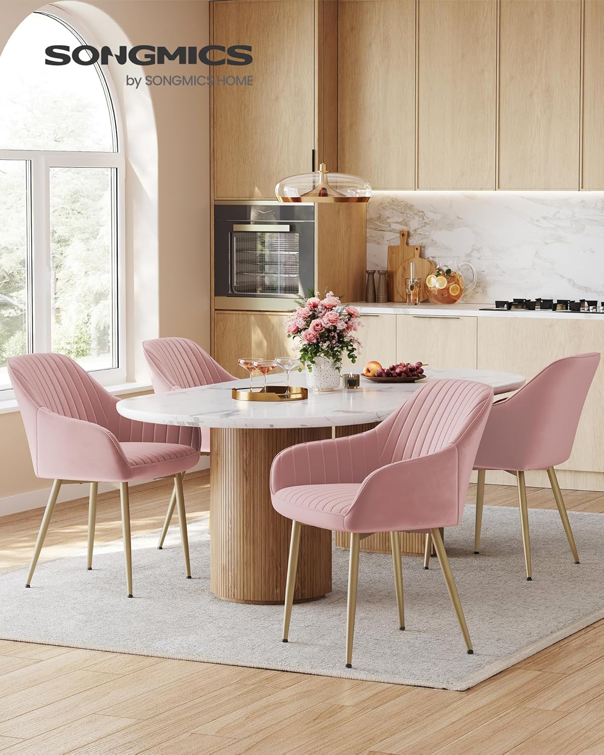 SONGMICS - chaise salle à manger velours, accoudoirs, 120kg, métal, LDC087R01