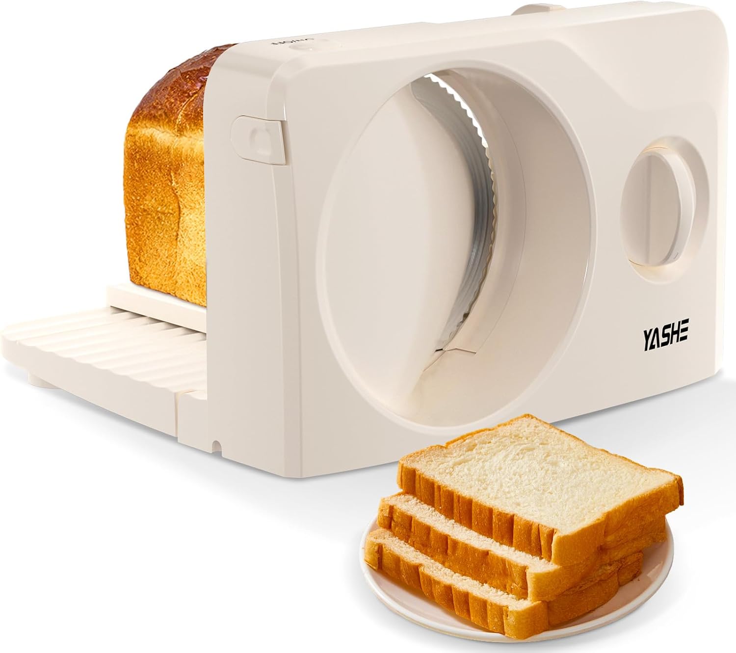 YASHE - trancheuse électrique pliable 17cm, 180W, épaisseur réglable, facile à nettoyer