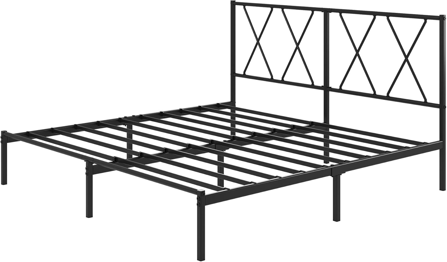 Zinus - Elias - 140x190 cm - lit double métal, lattes robustes, rangement 30 cm