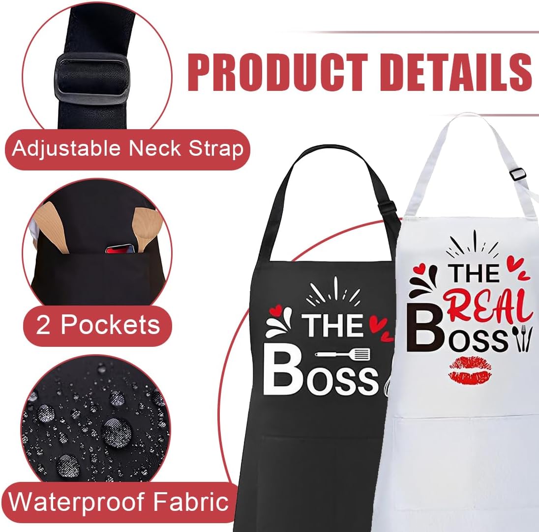 Tablier cuisine couple - Mr & Mrs Right - réglable - cadeau mariage, crémaillère