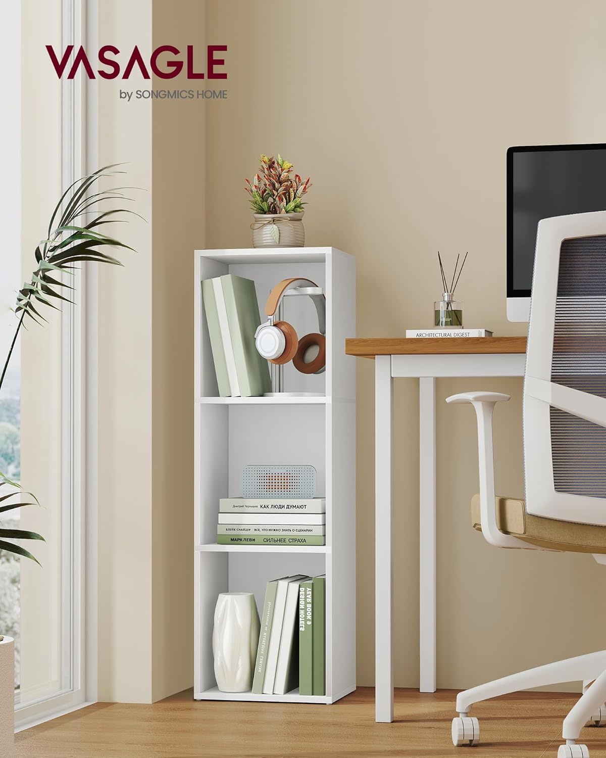 VASAGLE - Custos Collection - 3 niveaux, compartiments ouverts, blanc, LBC433W01