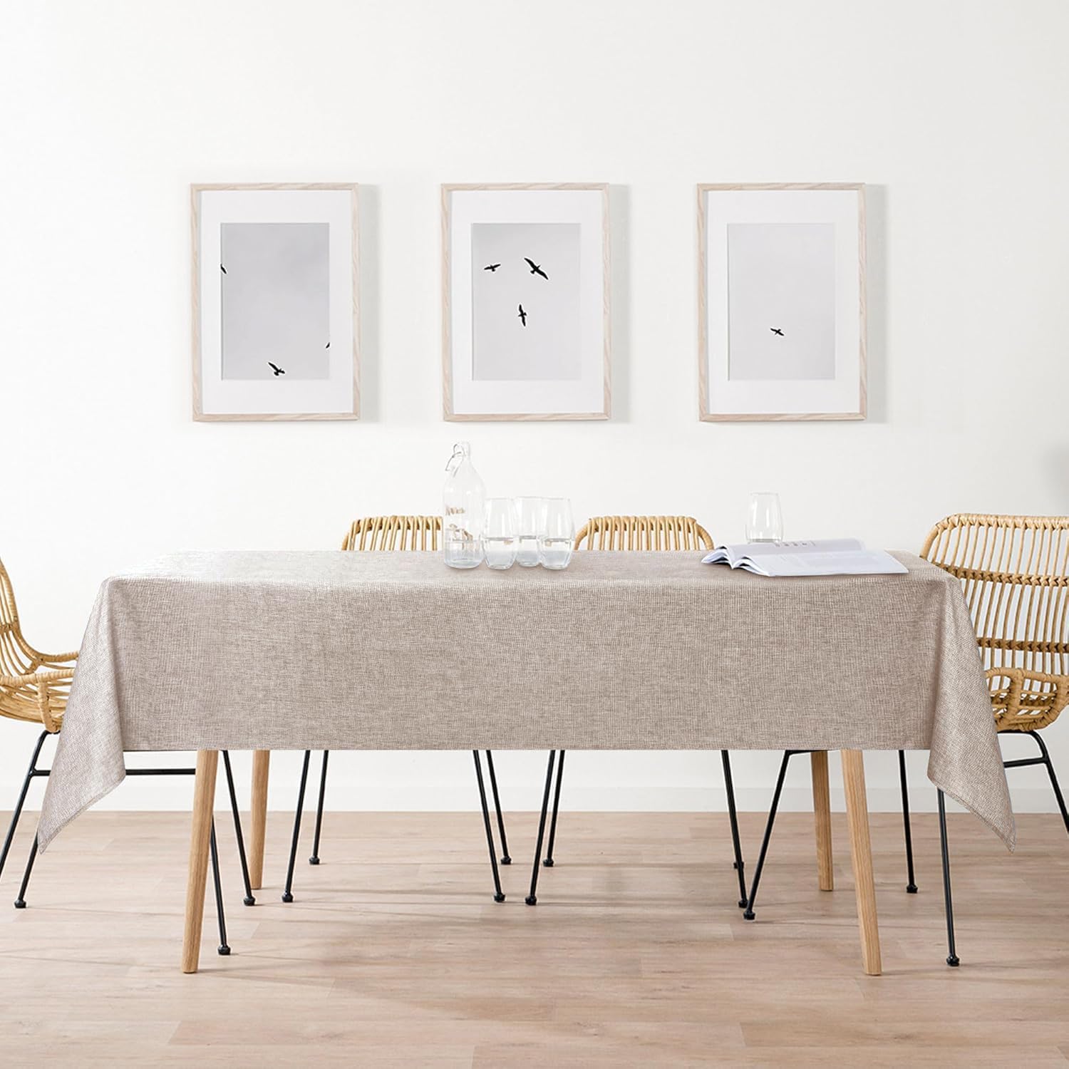 DWCN - nappe imperméable effet lin 135x200cm, anti-tache, lavable