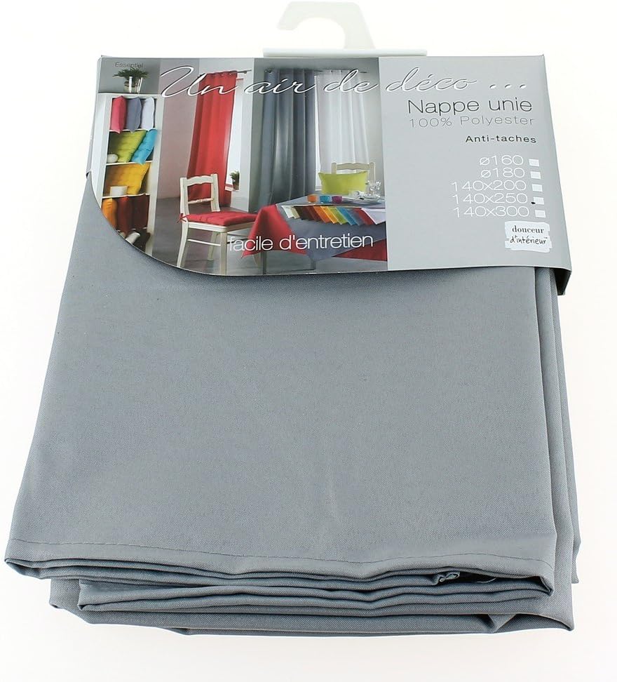 Nappe rectangle - uni gris - polyester 140x300 cm - essentiel