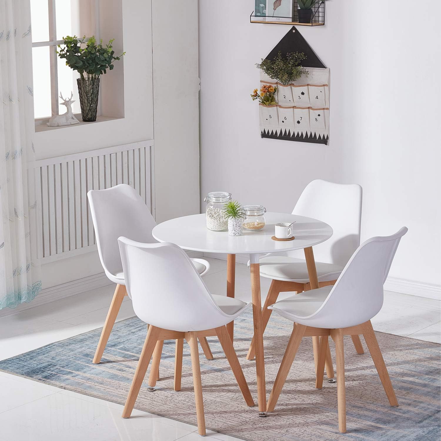 H.J WeDoo - table ronde scandinave - 80cm - bois blanc, style moderne