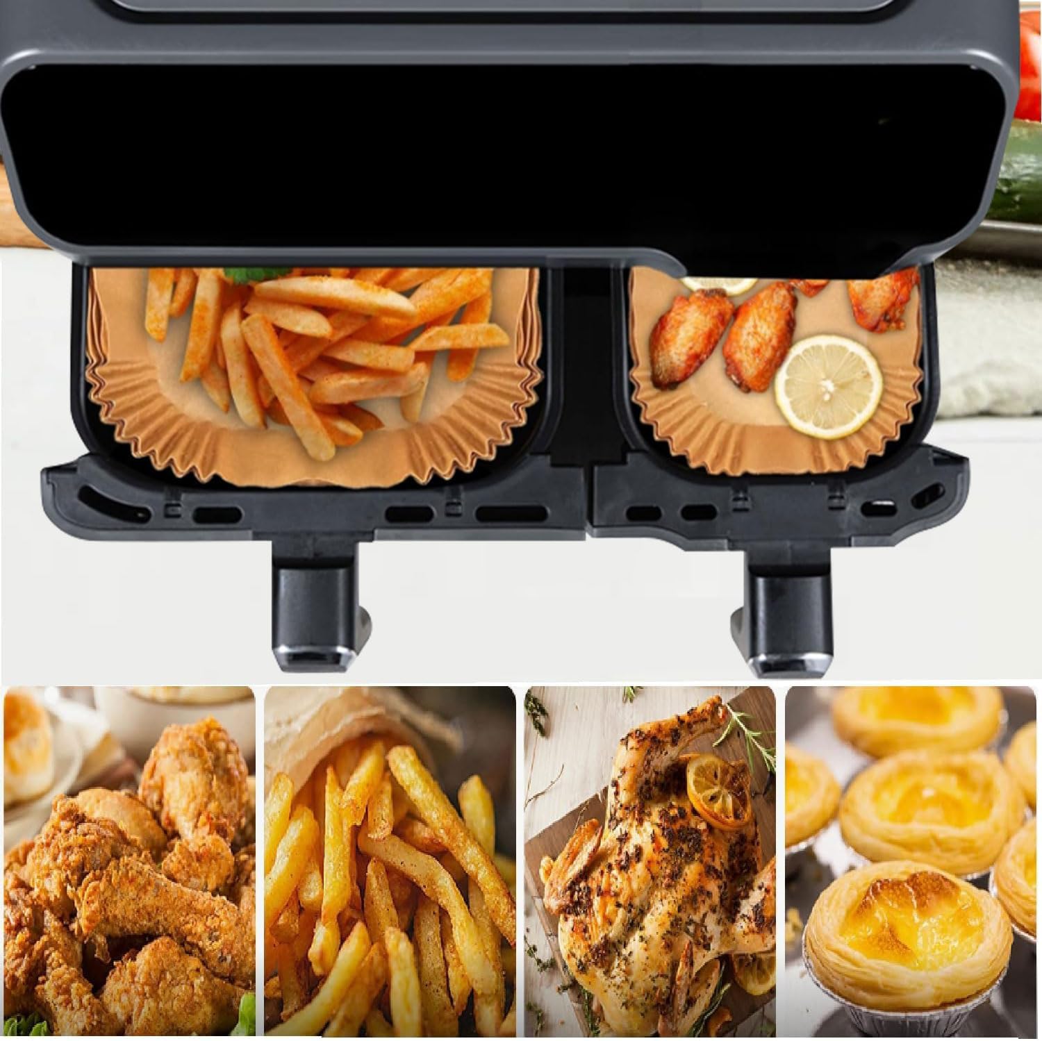 Papier cuisson air fryer - compatible Philips Série 3000 - 9L - 120pcs résistant NA350/00