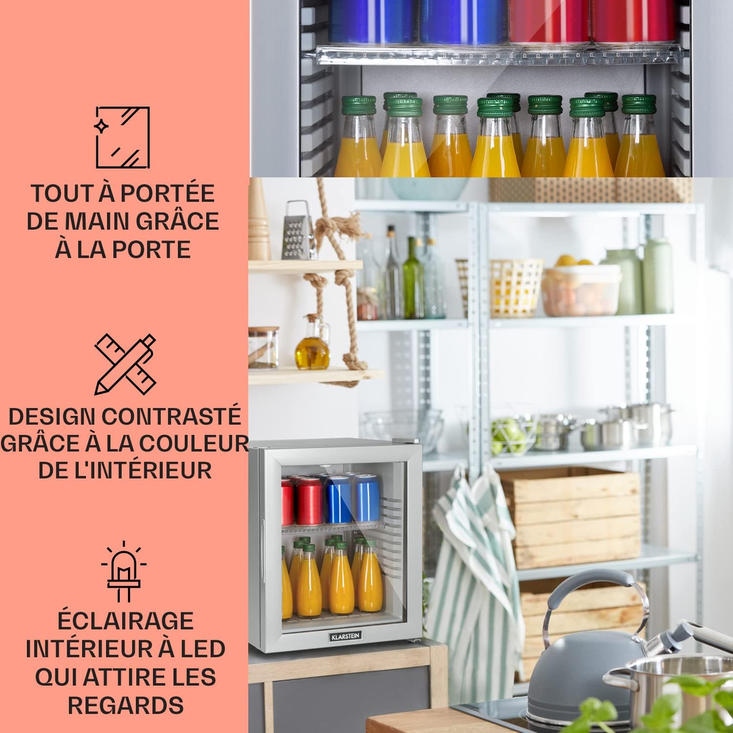 Klarstein - Mini Frigo 32L - compact, silencieux, étagères réglables, 12-18°C