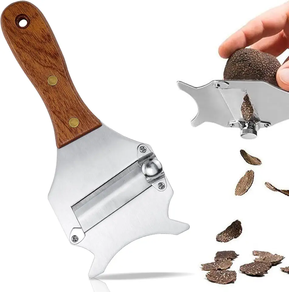 Coupe Truffe - trancheuse réglable bois et inox - idéal fromages, chocolat, légumes