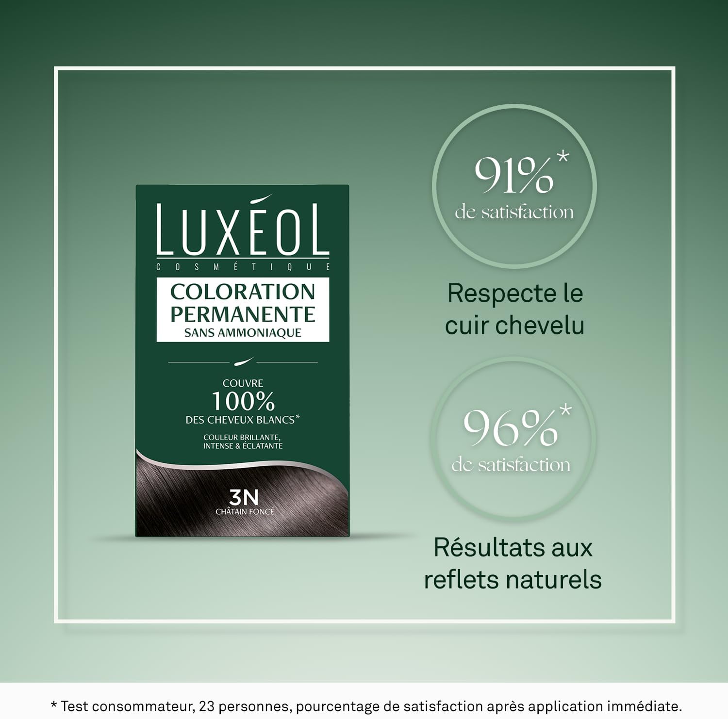 Luxéol - Coloration Permanente 3N - 60ml - Châtain foncé, sans ammoniaque, couvre 100% cheveux blancs