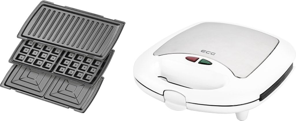 ECG - croque-monsieur 3en1 inox/plastique, blanc, multifonction - ECG399