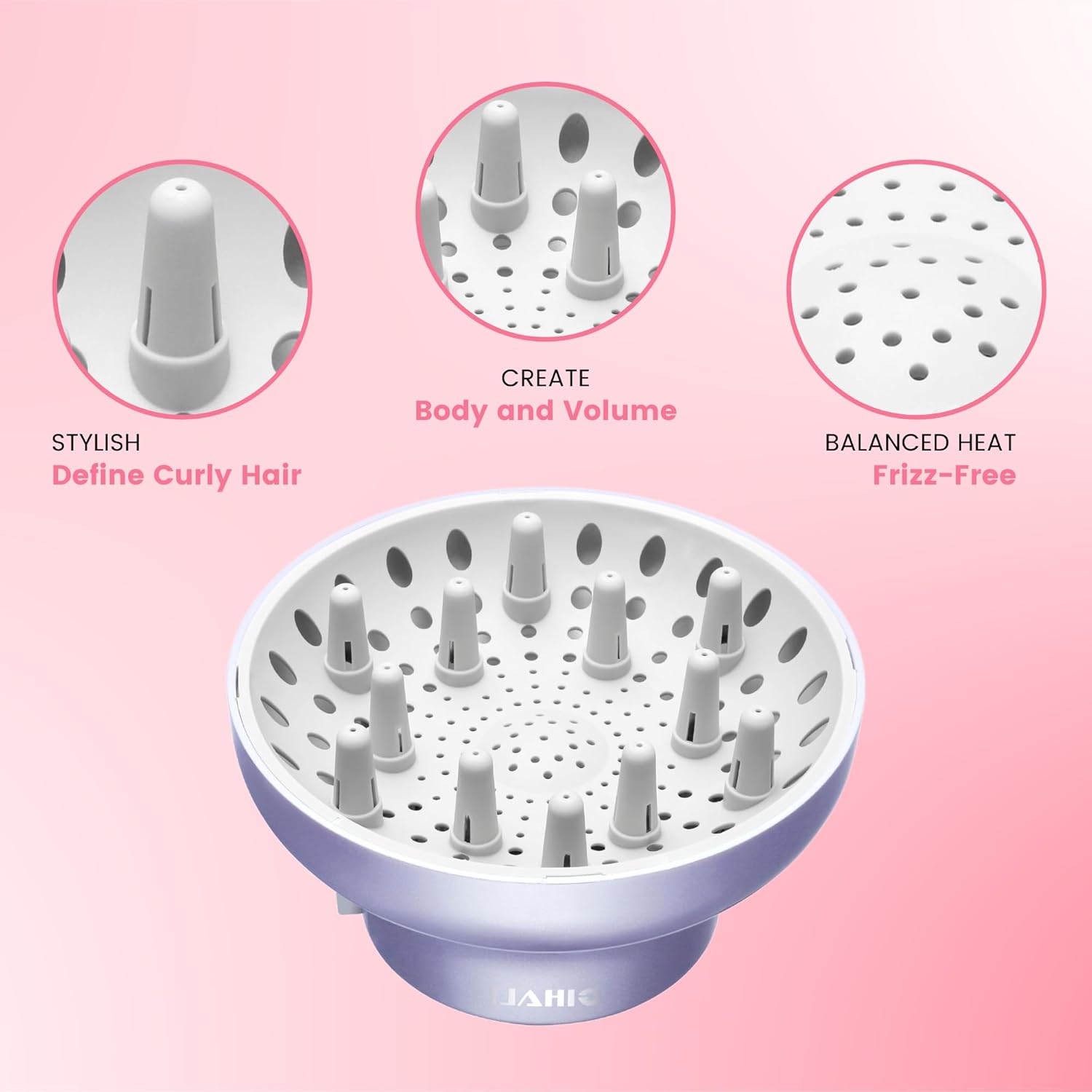 Diffuseur cheveux bouclés - universel 4.4-6.6 cm - robuste, anti-frisottis, or