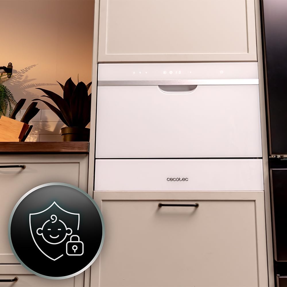 Cecotec - Bolero Aguazero 2500 - compact, 6 couverts, écran tactile, verre blanc - 2500 S-BI