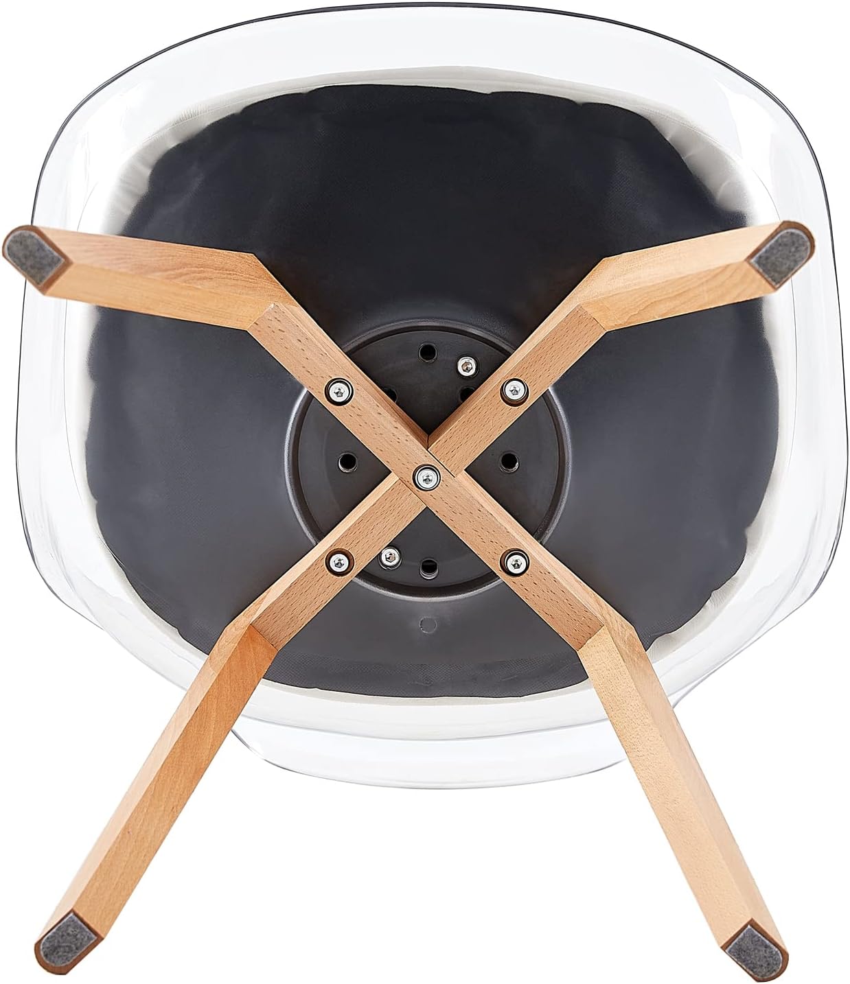 EGGREE - Lot de 4 chaises scandinaves bois hêtre, coussins cuir blanc, dossier transparent, testées SGS