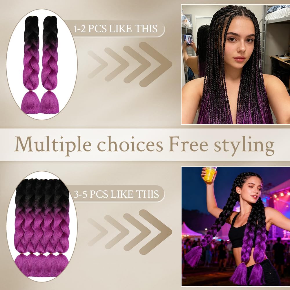 Showjarlly - tressage synthétique 61 cm - lot de 3, 100g/pc