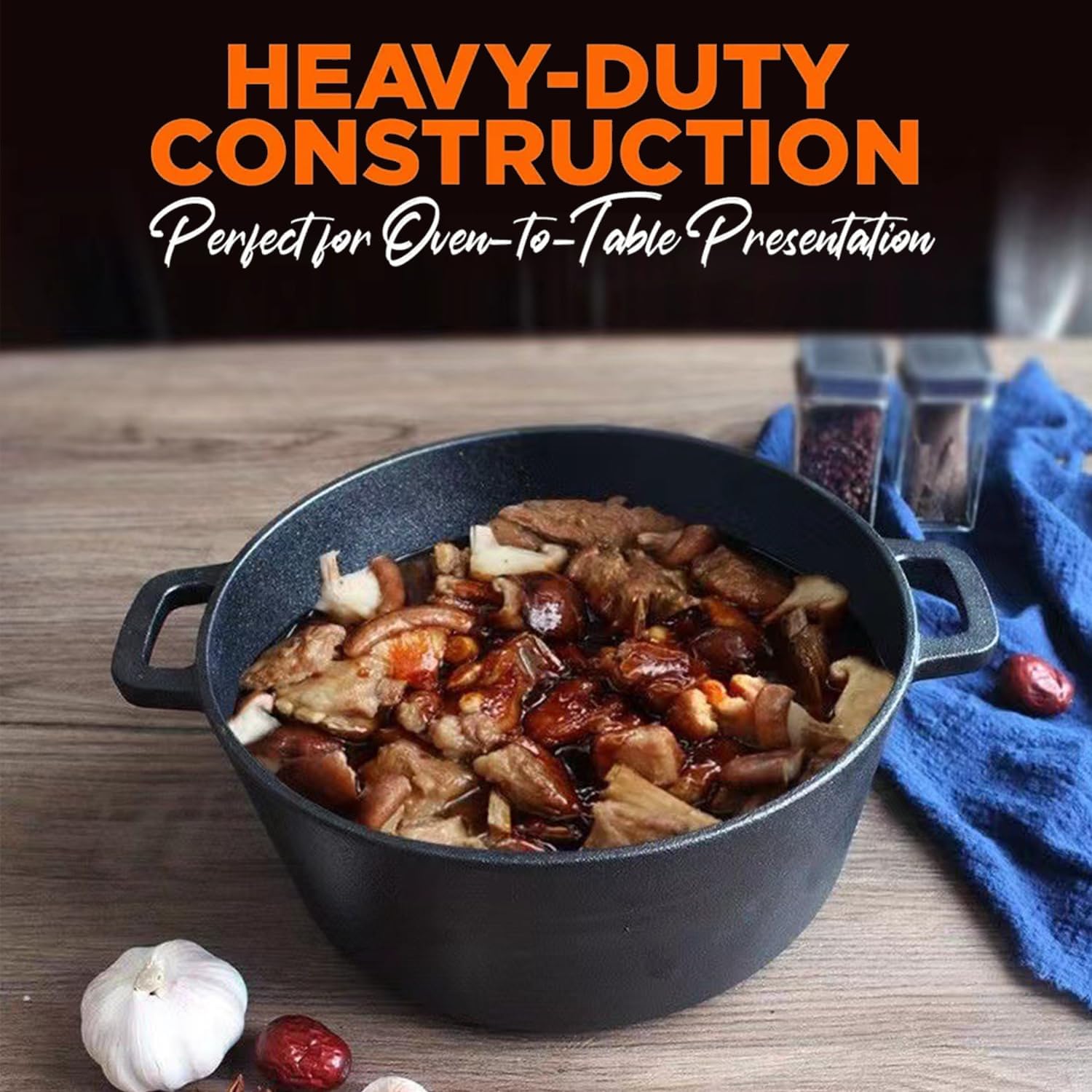 Cocotte en fonte – 4,7L – kit levain, panier, lame, cuisson pain