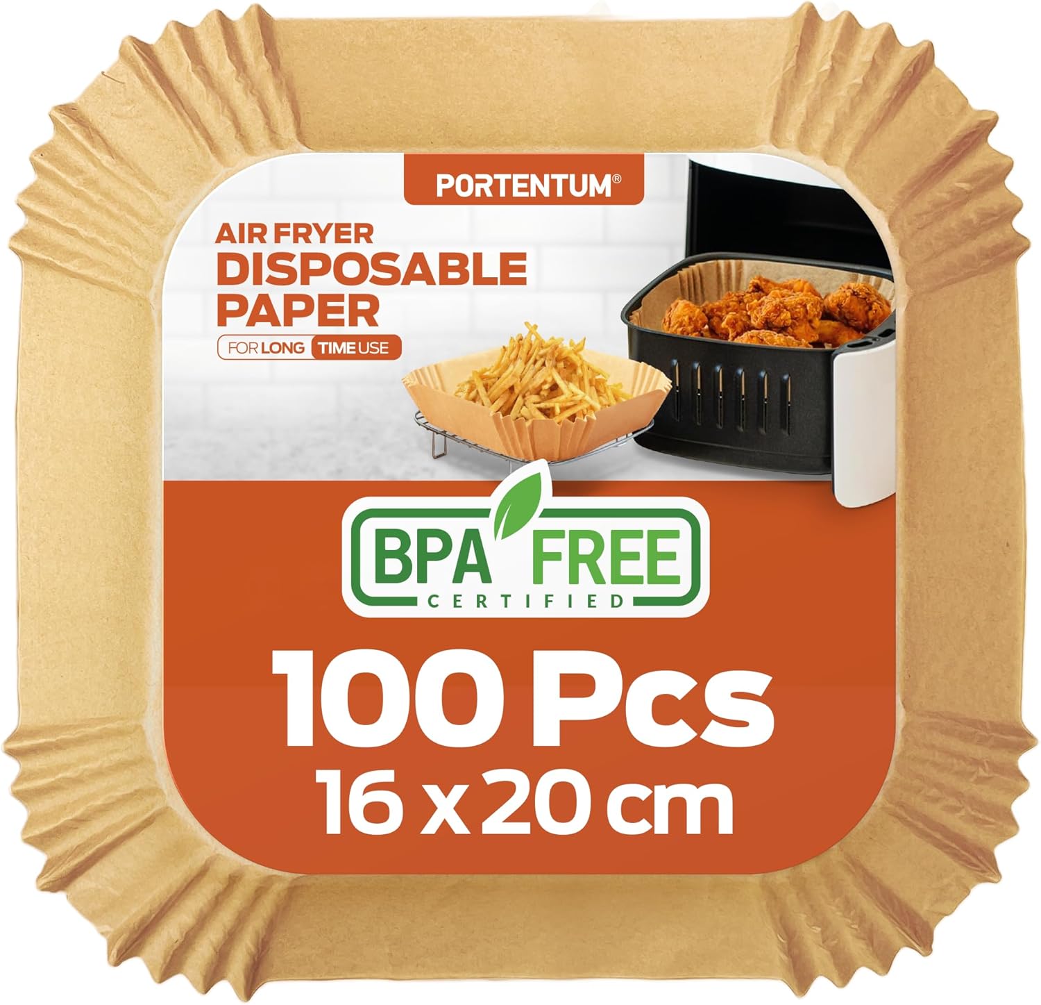 PORTENTUM - papier cuisson air fryer - 16x24cm - 100pcs BPA free