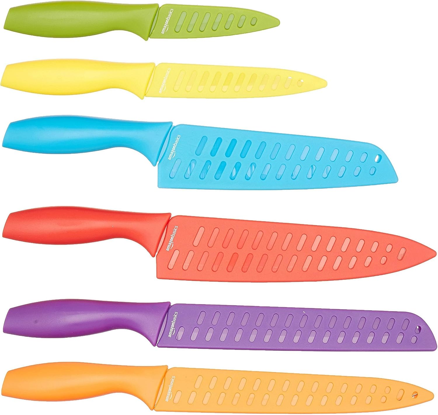 Amazon Basics - lot de couteaux colorés 12 pièces - multicolore, lame inox