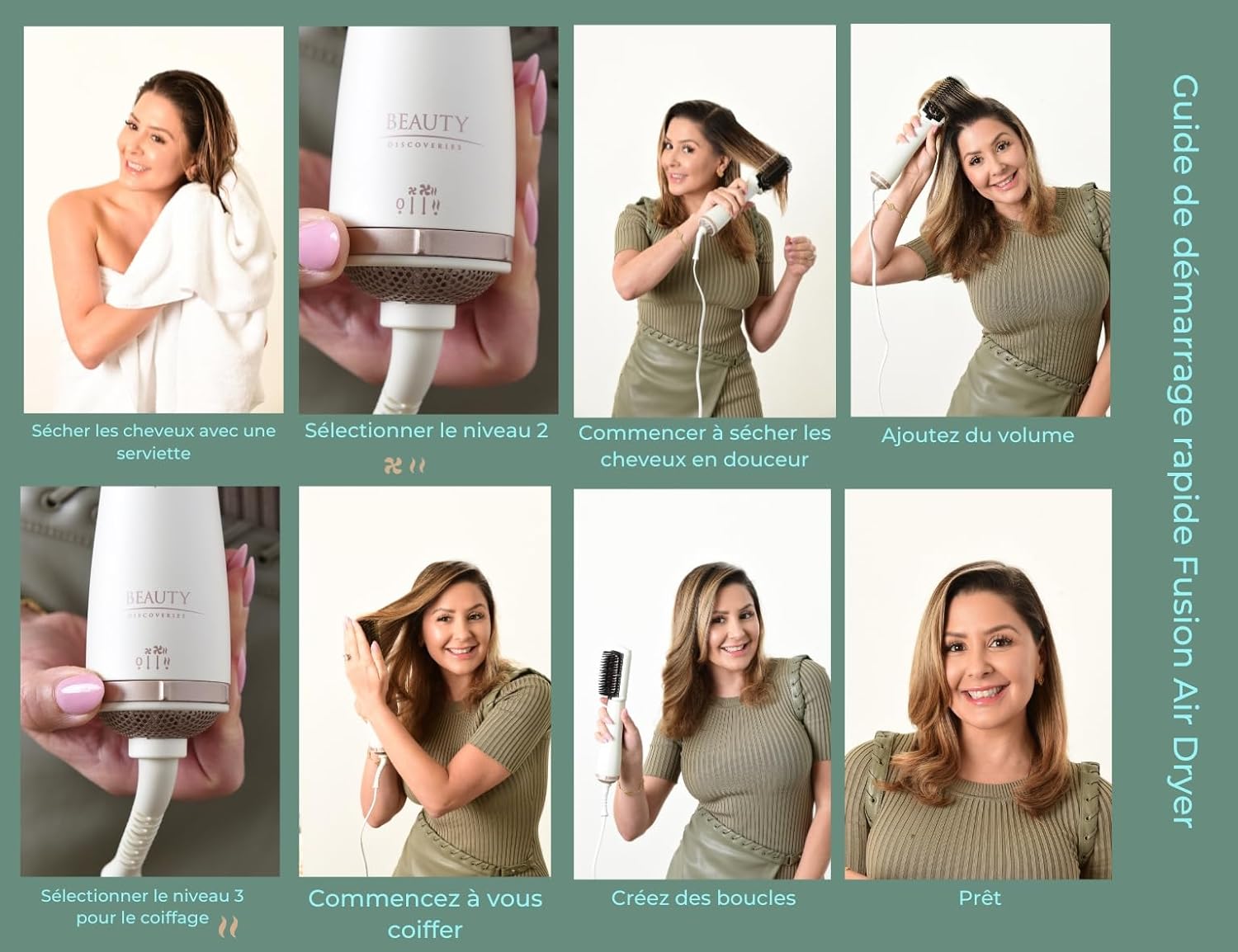 Brosse à air chaud 4 en 1 - séchage, coiffage doux et rapide - Fusion Air Dryer