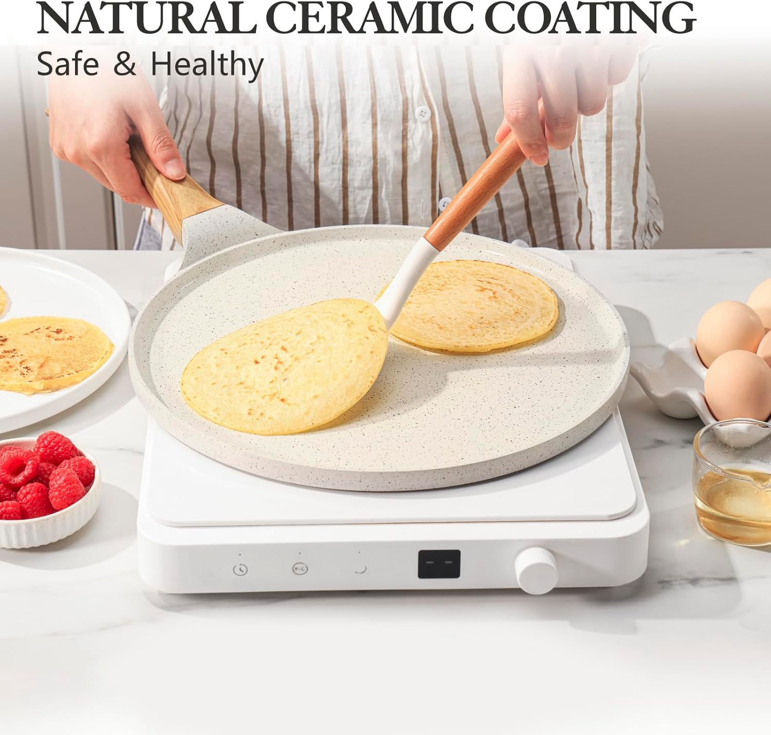 SENSARTE - poêle à crêpes 26cm - céramique, induction, poignée ergonomique