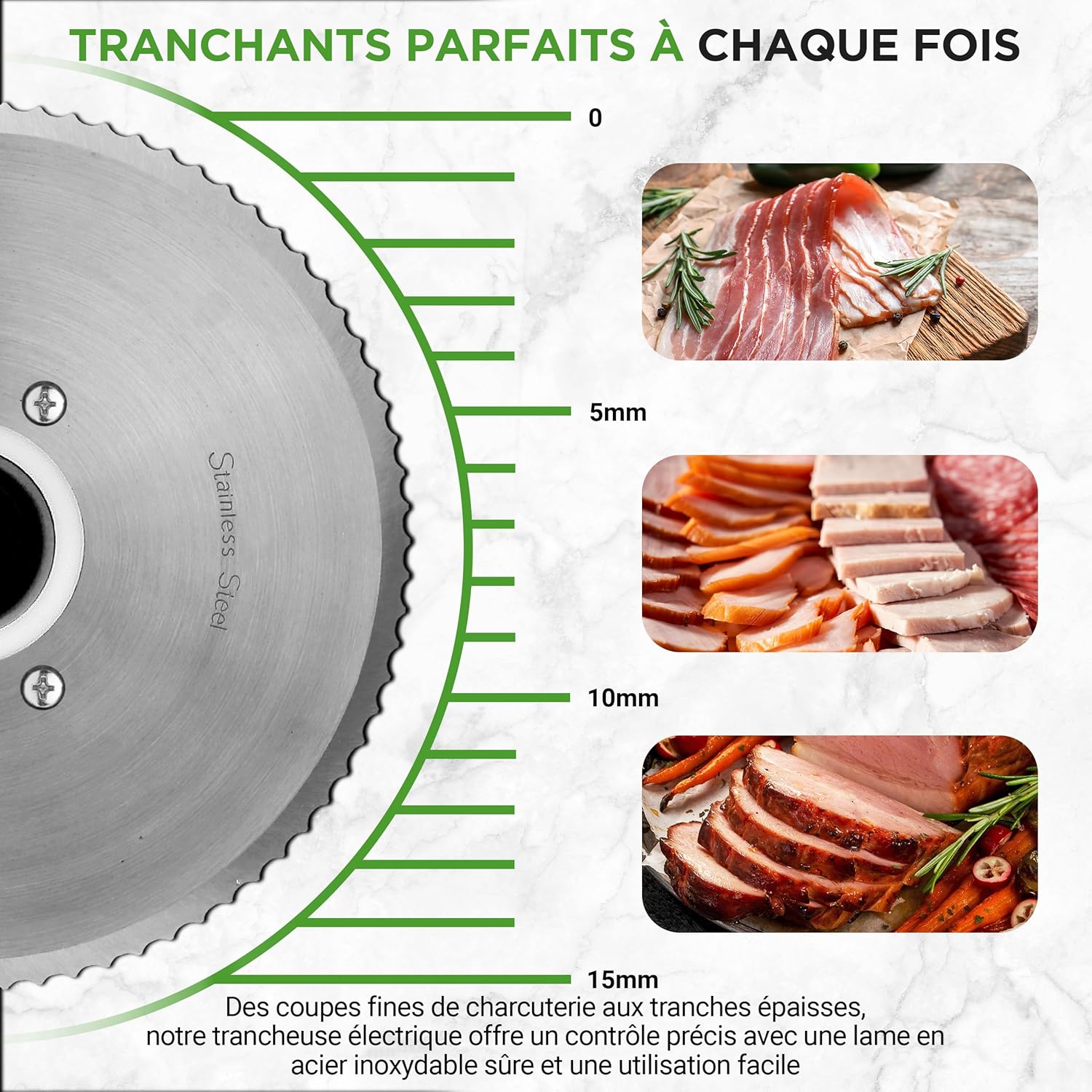 NutriChef - trancheuse électrique 200W, lame inox 19cm, épaisseur réglable