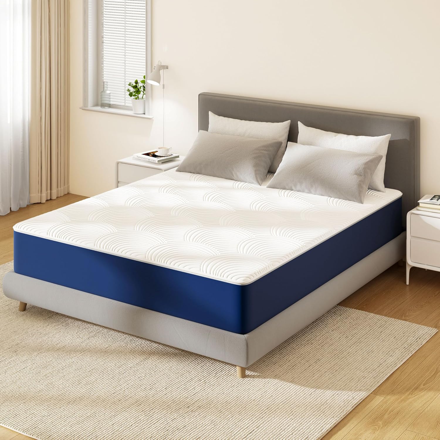 PurrJoys - matelas double mémoire de forme 135x190x20cm - ferme, rafraîchissant, housse lavable