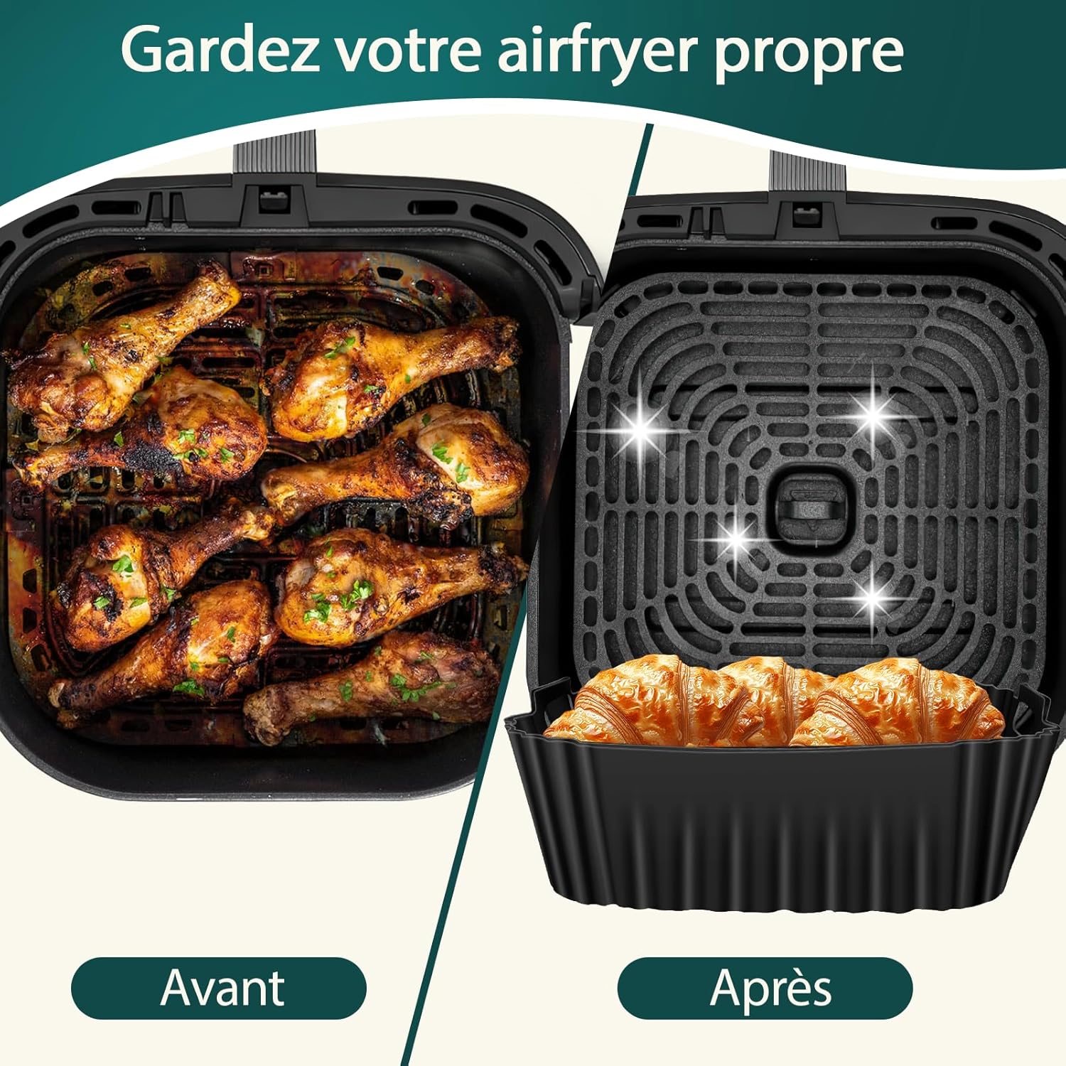 Moule silicone air fryer - série 2000 - 6.2L - lot de 3 réutilisables - NA230