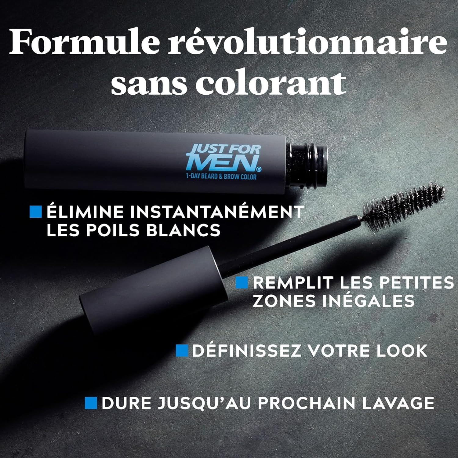 Just for Men - Retouche Instantané Barbe Sourcils - application rapide, couleur châtain foncé, jusqu'à 30 usages