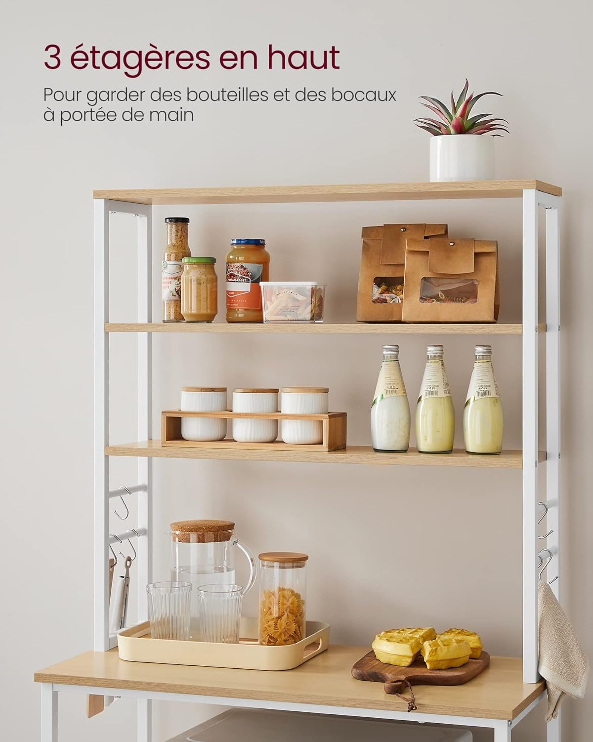 VASAGLE - étagère cuisine 40x80x167 cm, acier, 6 niveaux, KKS019W09