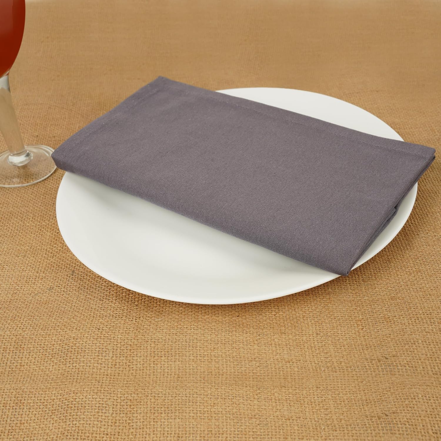 Sweet Needle - Serviettes de table coton 45x45 cm, lot de 12, tissu épais, coins arrondis, Charbon