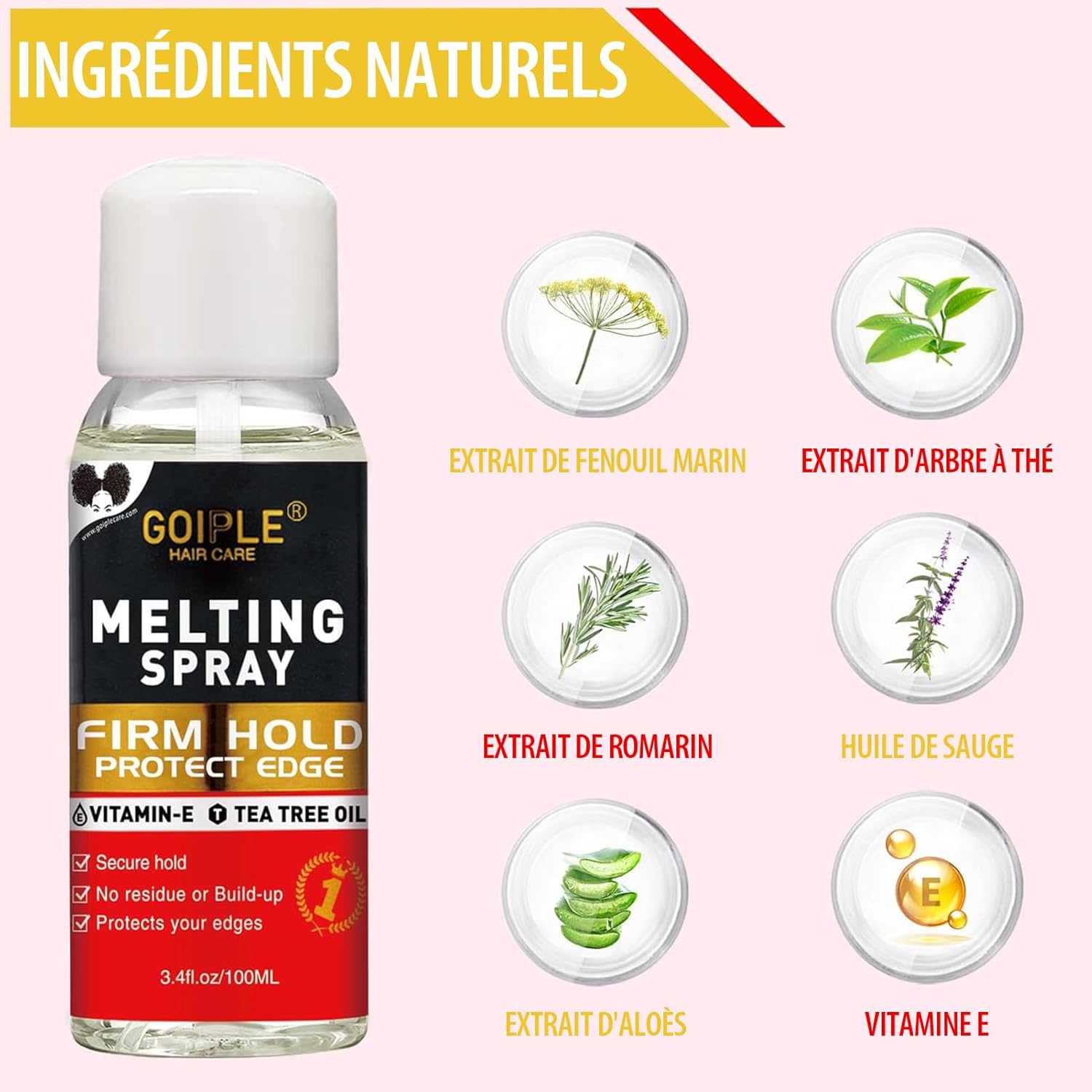 Spray adhésif perruque - finition naturelle, protection bords, tenue longue